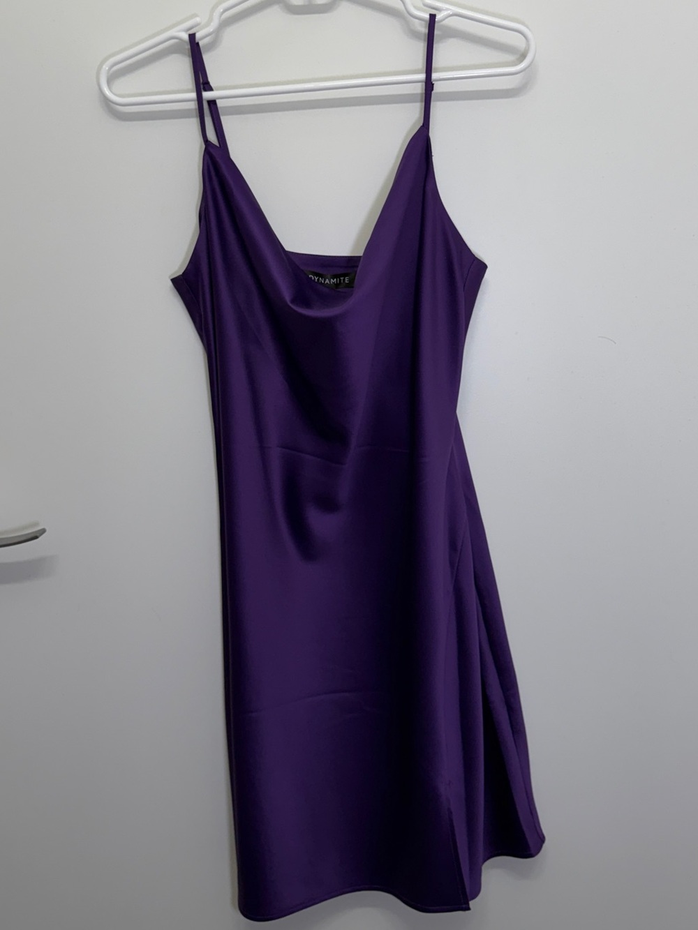 Dynamite Purple Satin Cowl Neck Slip Mini Dress